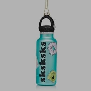 8 Oak Lane Vsco Girl Bottle Ornament Glass Glitter Blue